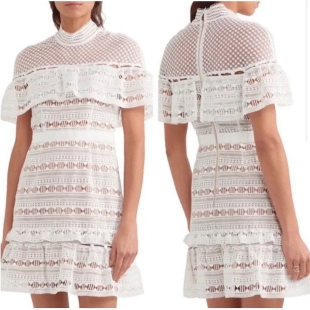 🩷 Self Portrait White Lace Mini Dress 👗 - Picture 2 of 7